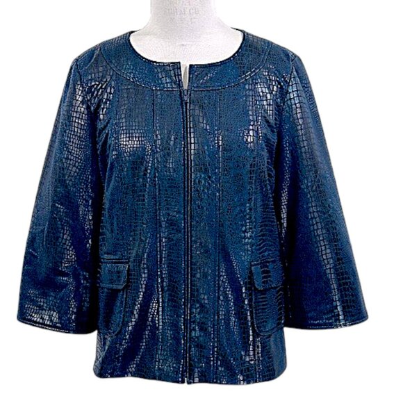Susan Graver Jacket Size Large Embossed Faux Croc NWOT - Picture 1 of 12